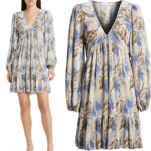 Floret Studios Floral Balloon Sleeve Mini Dress Small